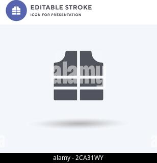 Vecteur d'icône de gilet de sauvetage, signe plat rempli, pictogramme solide isolé sur blanc, illustration du logo. Icône de gilet de sauvetage pour la présentation. Illustration de Vecteur