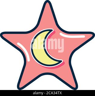 concept de bulles d'argot, étoile avec icône de lune sur fond blanc, style plat, illustration vectorielle Illustration de Vecteur