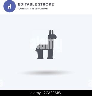 Vecteur d'icône alpaca, signe plat rempli, pictogramme solide isolé sur blanc, illustration du logo. Icône alpaca pour la présentation. Illustration de Vecteur