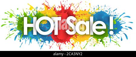 mot de vente à chaud dans le fond de splash Banque D'Images