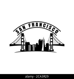 San Francisco city skyline silhouette arrière-plan. Vector illustration Illustration de Vecteur