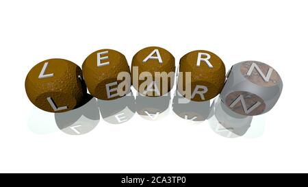 APPRENDRE combiné par des lettres de dés et la couleur croisant pour les significations connexes du concept. Éducation et illustration. Illustration 3D Banque D'Images