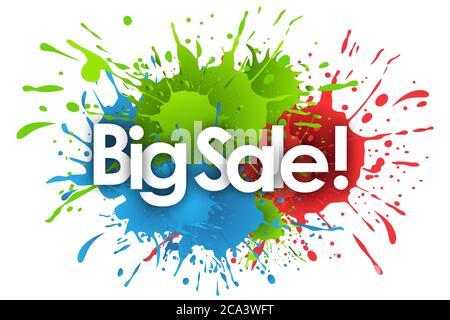 grand mot de vente dans le fond de splash Banque D'Images