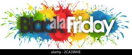 mot du vendredi fou en arrière-plan de splash Banque D'Images