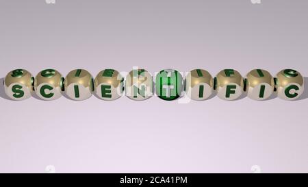 SCIENTIFIQUE combiné par des lettres de dés et de couleur de croisement pour la signification connexe du concept. Illustration et fond. Illustration 3D Banque D'Images