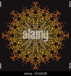 Mandala doré. Elément vectoriel pour croquis de tatouage, impression sur T-shirts, cartes postales et votre dessin. Element pour studio de yoga et spa Illustration de Vecteur