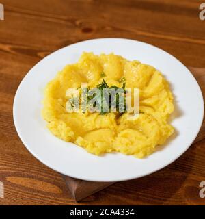 Purée, purée de pommes de terre en gros plan Banque D'Images