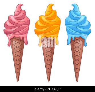 Ensemble de glaces de couleur cartoon. Des éléments vectoriels pour votre conception et votre créativité Illustration de Vecteur