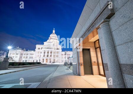 Austin, Texas, États-Unis au Texas State Capitol la nuit. Banque D'Images