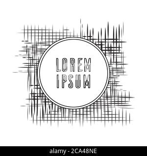 Modèle noir et blanc avec cadre circulaire et contours dans un style d'esquisse. Modèle pour bannières, prospectus et invitations Illustration de Vecteur