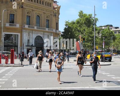 Barcelone, Espagne. 31 juillet 2020. Promenades dans le centre de Barcelone, Espagne, 31 juillet 2020. Credit: Ismael Peracaula/Xinhua/Alay Live News Banque D'Images