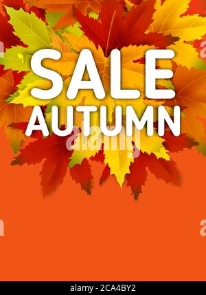 Offre spéciale modèle d'arrière-plan de la vente d'automne, avec bouquet de feuilles tombant, vente d'achats ou affiche saisonnière pour la promotion de rabais d'achat Illustration de Vecteur