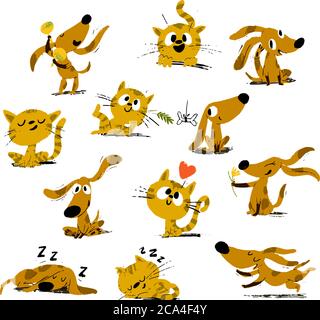 Chien Et Chat Drole Image Vectorielle Stock Alamy