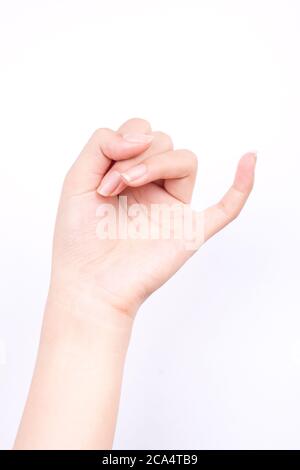 les symboles de main de doigt isolés concept crochet l'un l'autre petit doigt est moyen de réconcilier ou promettre ou amitié sur fond blanc Banque D'Images