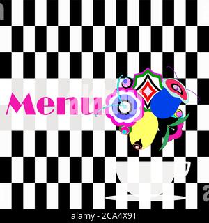 modèle de conception de carte de menu, espace de copie libre, en noir et blanc, inspiré de l'art Illustration de Vecteur