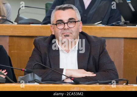 Ferrara, le 4 février 2020. Nicola ÒNaomoÓ Lodi, vice-maire de Ferrara et homme politique du parti Lega à Ferrara, Italie. Crédit: Filippo Rubin / Alay Banque D'Images