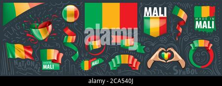 Ensemble vectoriel du drapeau national du Mali dans divers dessins créatifs Illustration de Vecteur