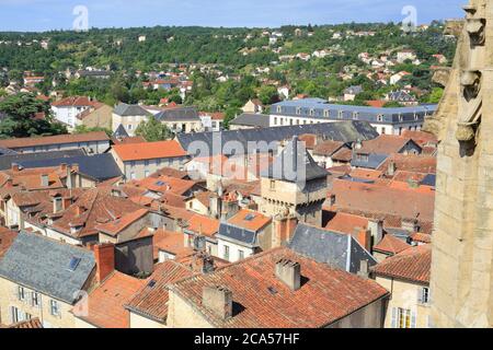 France, Aveyron, Villefranche de Rouergue, ville classée ville d'Art et d'Histoire, centre historique vu du sommet de la collégiale notre Dame Banque D'Images