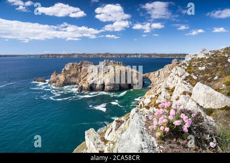 France, Parc naturel régional de l'Armoric, Crozon, cap de Dinan, le château de Dinan Banque D'Images