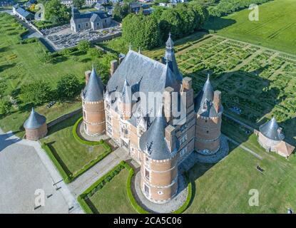 France, Seine Maritime, Martainville Epreville, Château de Martainville, XVe siècle, il abrite le musée des arts et des traditions normandes (vue aérienne Banque D'Images