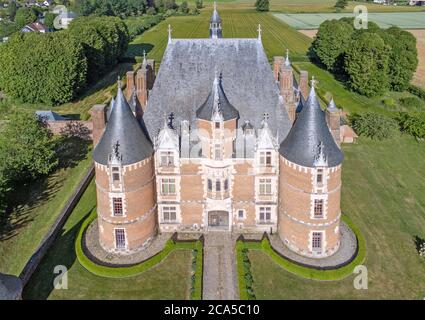 France, Seine Maritime, Martainville Epreville, Château de Martainville, XVe siècle, il abrite le musée des arts et des traditions normandes (vue aérienne Banque D'Images