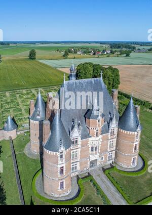 France, Seine Maritime, Martainville Epreville, Château de Martainville, XVe siècle, il abrite le musée des arts et des traditions normandes (vue aérienne Banque D'Images