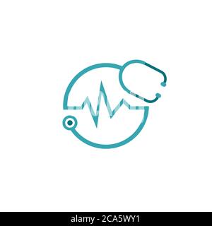 stéthoscope de cardiologie logo du médecin pour la médecine et les soins de santé. Illustration de Vecteur
