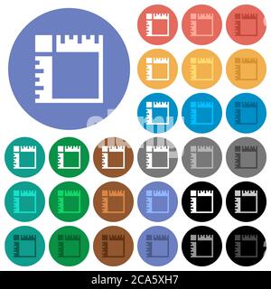 Les règles de canevas sont des icônes plates multicolores sur des arrière-plans ronds. Inclus des variations d'icônes blanches, claires et sombres pour les effets de survol et d'état actif, et b Illustration de Vecteur