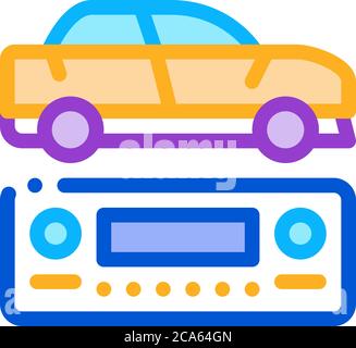 illustration du contour vectoriel de l'icône radio de voiture Illustration de Vecteur
