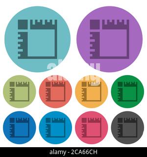 Le canevas règle des icônes plates plus sombres sur un arrière-plan rond en couleur Illustration de Vecteur