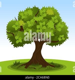 Arbre d'été avec feuilles vertes Illustration de Vecteur