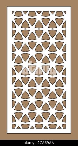 Mur décoratif arabe islamique, écran, motif panneau avec étoiles. Kit de modèle vectoriel. Jeu de panneaux vectoriels décoratifs pour la découpe au laser. Modèle pour Illustration de Vecteur