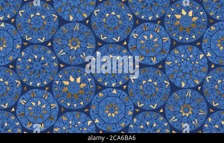 Motif flocons de neige de style oriental sans coutures pour le fond, le tissu, le textile, l'emballage, la surface, la toile et l'imprimé. Luxe hiver neige flocons Mo Illustration de Vecteur