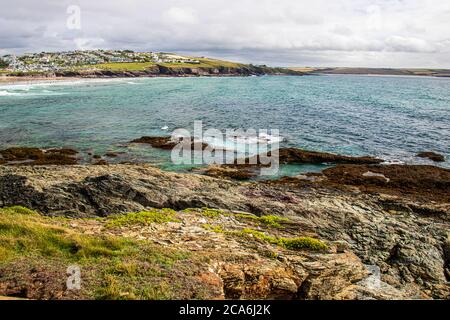 Polzeath - un beau paysage de bord de mer dans le nord de Cornwall Banque D'Images