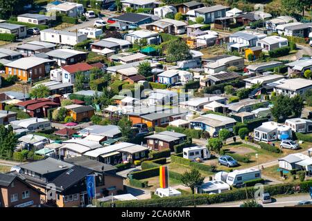 Camping Hetzingen, terrain de camping, dans la région de Rur-Eifel, près de la ville de Nideggen, NRW, Allemagne, Banque D'Images