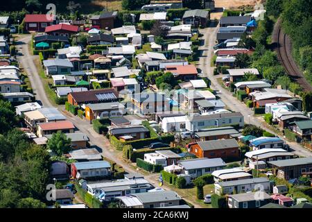 Camping Hetzingen, terrain de camping, dans la région de Rur-Eifel, près de la ville de Nideggen, NRW, Allemagne, Banque D'Images