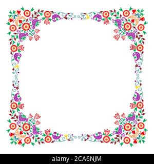 Style folklorique hongrois floral frame over white background with copy space Illustration de Vecteur