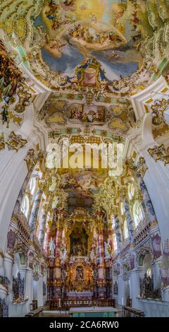 Fresques de l'église de Wieskirche en Bavière, Allemagne Banque D'Images