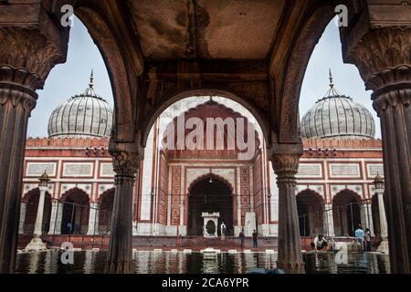 Mosquée JAMA Masjid, l'une des plus grandes mosquées d'Inde. Banque D'Images