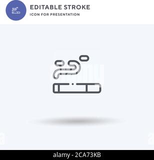 Cigarrete Icon vector, affiche plate remplie, pictogramme solide isolé sur blanc, illustration du logo. Icône Cigarrete pour la présentation. Illustration de Vecteur