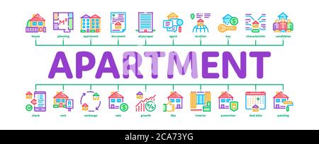 Construction d'appartement minimaliste Infographic bannière Vector Illustration de Vecteur