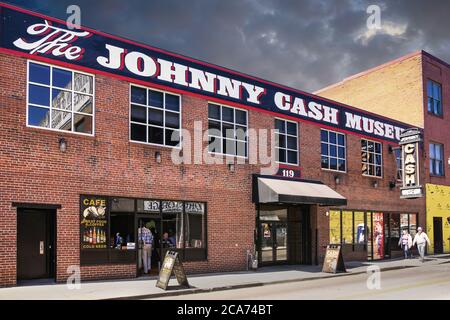 À l'extérieur du Johnny Cash Museum dans le centre-ville de Nashville, Tennessee Banque D'Images