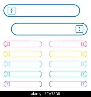inverser l'objet autour des icônes de l'axe horizontal dans les boutons de menu de couleur arrondie. Variantes des icônes de gauche et de droite. Illustration de Vecteur