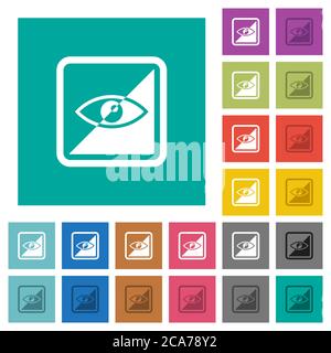 Inverser les icônes plates multicolores de l'objet sur des arrière-plans carrés simples. Inclut des variantes d'icône blanche et foncée pour les effets de survol ou actifs. Illustration de Vecteur