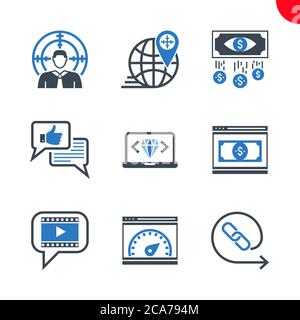 Jeu d'icônes SEO et d'opimisation Web Illustration de Vecteur