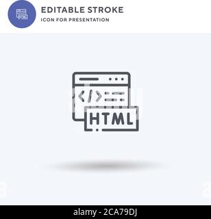 Vecteur d'icône HTML, signe plat rempli, pictogramme solide isolé sur blanc, illustration du logo. Icône HTML pour la présentation. Illustration de Vecteur