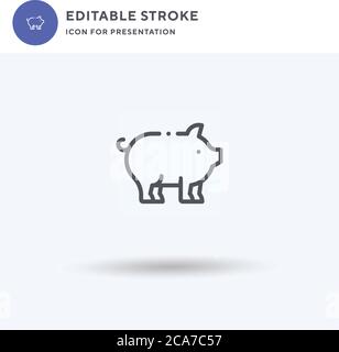 Vecteur d'icône de porc, signe plat rempli, pictogramme solide isolé sur blanc, illustration du logo. Icône PIG pour la présentation. Illustration de Vecteur