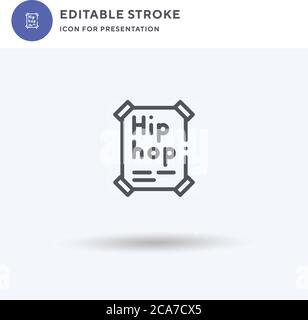 Vecteur icône hip-hop, signe plat rempli, pictogramme solide isolé sur blanc, illustration du logo. Icône hip Hop pour la présentation. Illustration de Vecteur