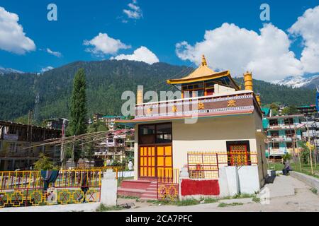 Manali, Inde - Société bouddhiste himalayenne Manali. Un célèbre temple bouddhiste tibétain à Manali, Himachal Pradesh, Inde. Banque D'Images