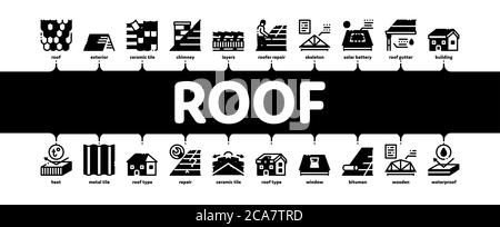 Toiture Housetop matériau minimal Infographic bannière Vector Illustration de Vecteur